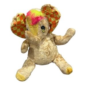 Vintage 1960s Dollcraft Psychedelic Elephant Plush Groovy Mod Stuffed Animal Toy